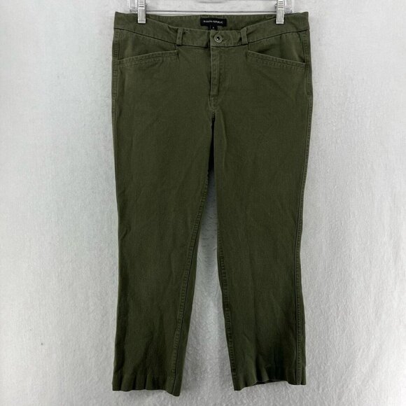 Banana Republic Jeans Women's 8 Olive Green Midrise Stretch Straight Leg Cropped - Picture 1 of 12